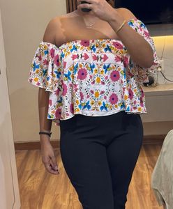 Cute Floral Off Shoulder Top