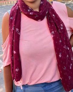 Pink cold-shoulder top