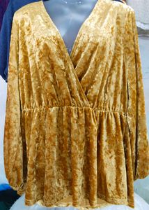 Mustard Yellow Party Wear Velvet