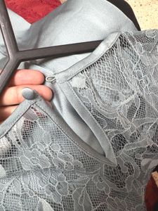 H&amp;M Satin And lace Party Top
