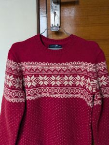 Red Maroon Patterned Wool Sweater