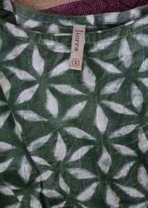 FIORRA Women&#39;s Ferm Green Pure Cotton Flared Kurta