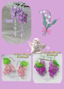 Handmade Earrings Grapes & Orchids Combo Of 3