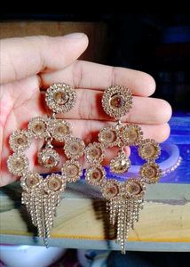 Sparkling Champagne Crystal Dangle Earrings