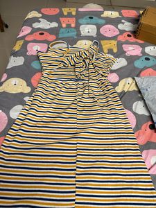 Multicolor Stripe Print on Cotton Yarn Dyed Dress