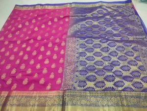 Pink & Blue Banarasi  Saree