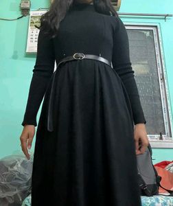 Wool Midi Black Dress