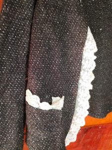 Cute Black Lace Trim Jacket