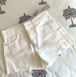 NEW ZARA White Denim Shorts