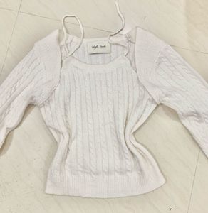 Cute Knit Cutout Shoulder Sweater