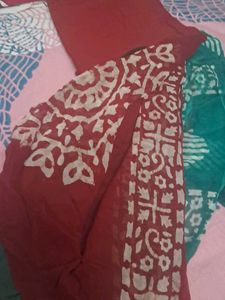 3 Pcs Cotton Dress Material With Chiffon Dupatta