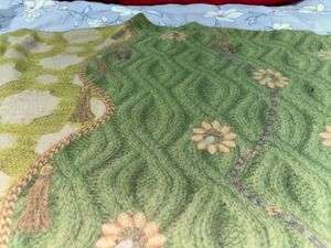 Green Floral Knit Sweater