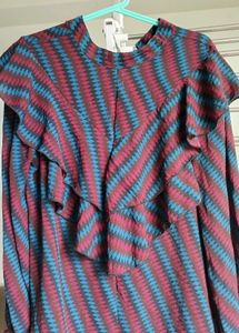 Patterned Ruffle Blouse