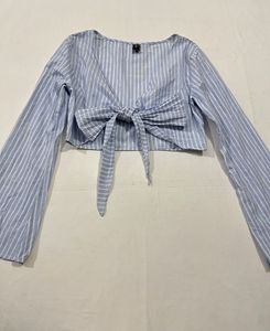 Tie Front Striped Top