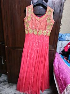 Embroidered Indian Beautiful Pinkish Party Gown
