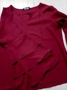 Maroon Flare Sleeve Top for Women