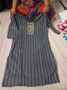 Printed Black Kurta L Size