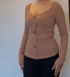 Shein Brown Full Sleeves Top