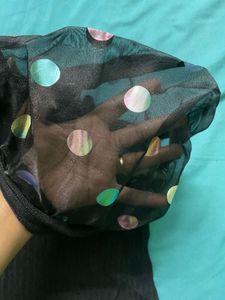 Balloon Sleeves Black Party Top