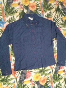 Navy Blue Button-Down Shirt