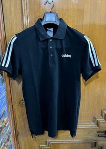 ADIDAS 3 STRIPES BLACK POLO TSHIRT S(38)
