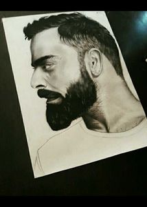 Virat Kohli Graphite Portrait + Hardik Pandya