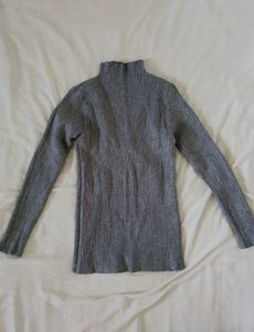 Gray Turtleneck Top