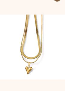 Gold Heart Layered Necklace & Butterfly Ring