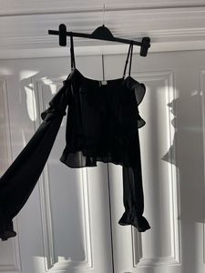 H&amp;M Black Ruffle Top