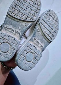 Girls Black And White School Shoes . 2 Pairs