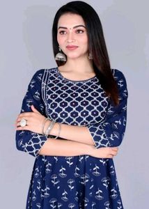 Navy &amp; White Printed Maxi Dress