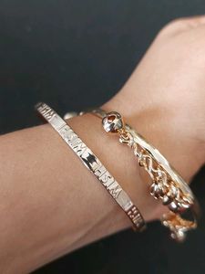 Set Of 2 Bangle Bracelets Gold Toned