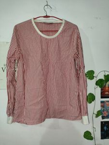 Ether Red White Striped Top