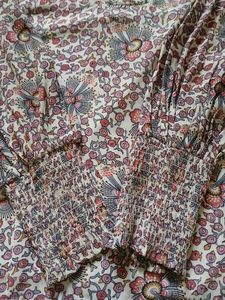 LOFT Pink Geometric Pattern Long Sleeve Blouse