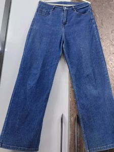 Blue Wide Leg Denim Jeans