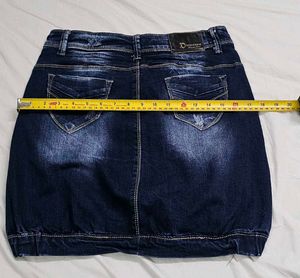 DROMEDAR Denim Art Distressed Mini Skirt