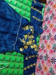 Blue &amp; Red Embroidered Gown