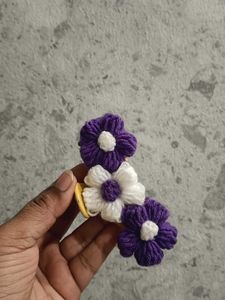 Cute Crochet Puff Flower Hair Clutch