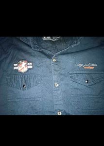 Vintage Style Navy Button-Down Shirt