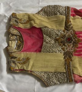 Elegant Pink &amp; Gold Embellished Dress