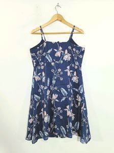 Here&amp;Now Blue Floral Printed Dress (Women)
