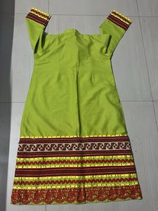Lime Green Embroidered Kurta Pant Set