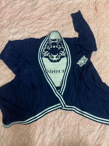 Printed Jacket In Blue Colour