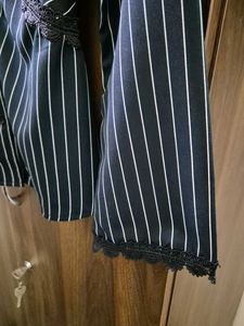 Striped Blouse with Lace Detail