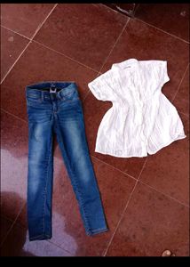 Girls' Outfit: Jeans & White Top