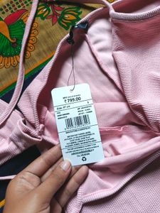 Shein Cute Tie-しp Halter Neck Full Sleeve Ribbed