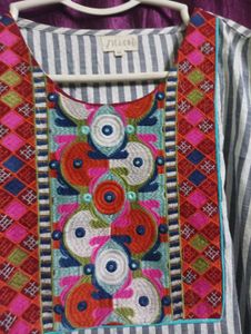Striped Embroidered Dress