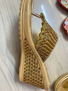 Golden Embellished Flats