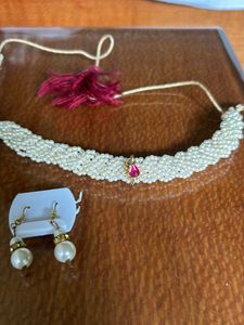 -Pearl Neckpeice+ Earrings