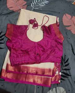 Elegant mysore crepe silk saree with Blouse